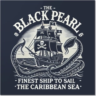 The Black Pearl Finest Ship to Sail Carribean Pirate Ship Posters and Art